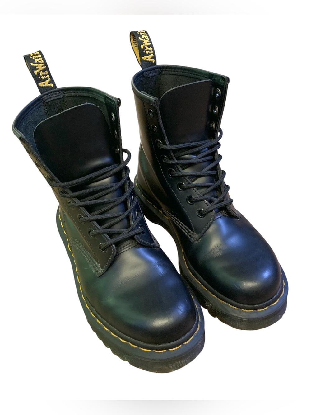 Dr. Martens Black Leather Lace-Up Platform Boots